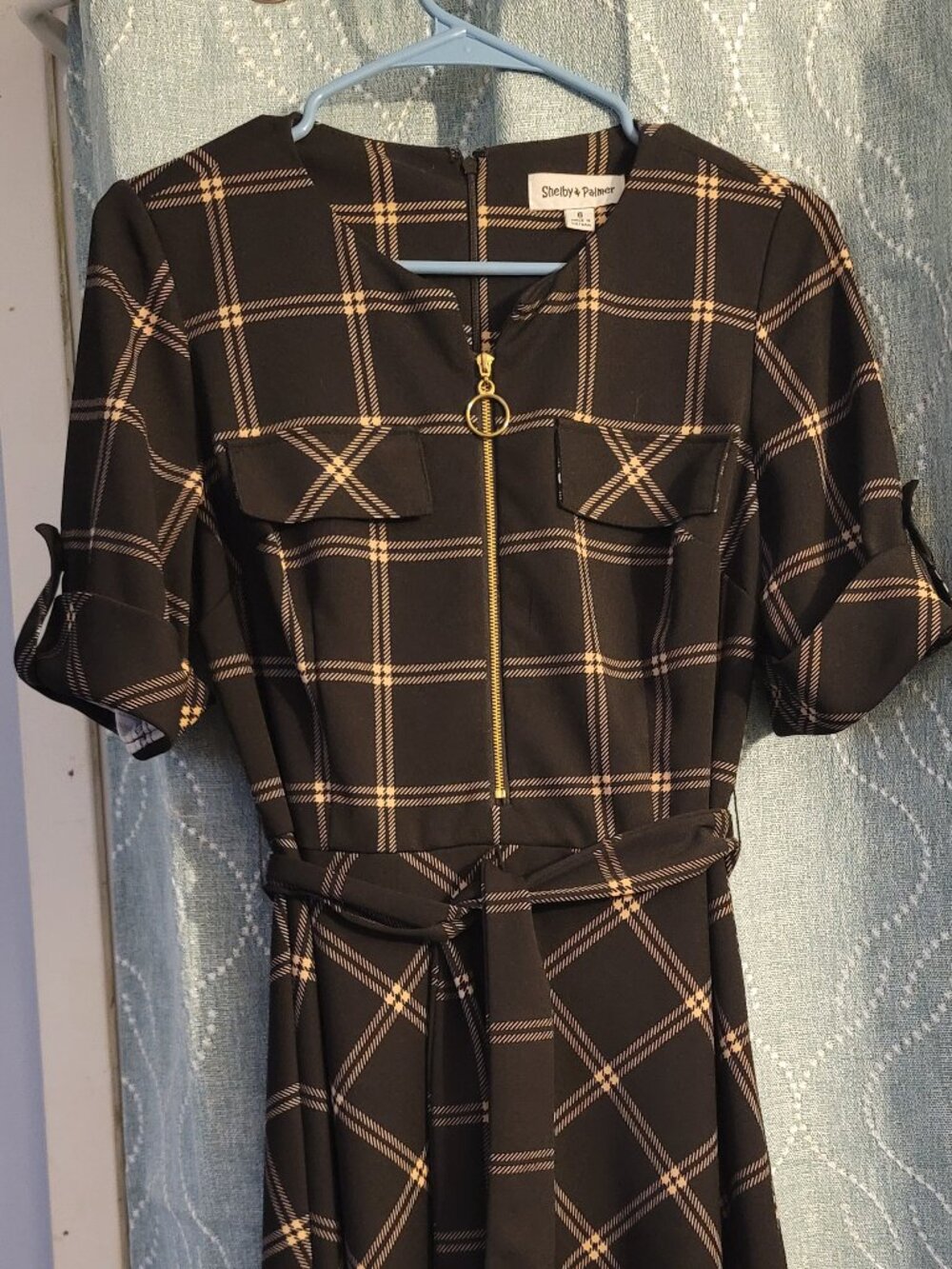 Shelby & Palmer Black and Gold Plaid Dress